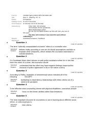 Coun 501 Quiz 3 Docx Course Test Status Attempt Score Time Elapsed