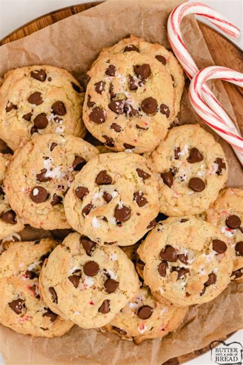 Peppermint Chocolate Chip Cookies Butter With A Side Of Bread