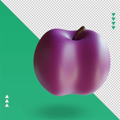 Premium Psd 3d Fruits Plum Rendering Left View