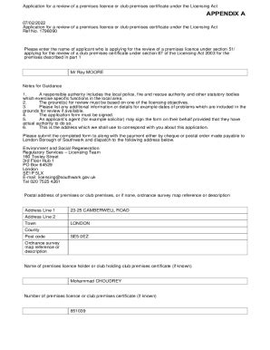 Fillable Online Application For A Review Of A Premises Licence Or Club