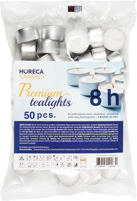 Horeca Candles Bougies Chauffe Plat Premium Blanches Sans Parfum