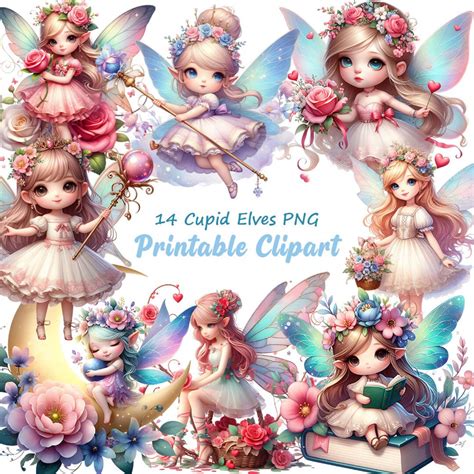Cupid Elves Romantic Valentines Day Png Angel Girls Digital Clipart