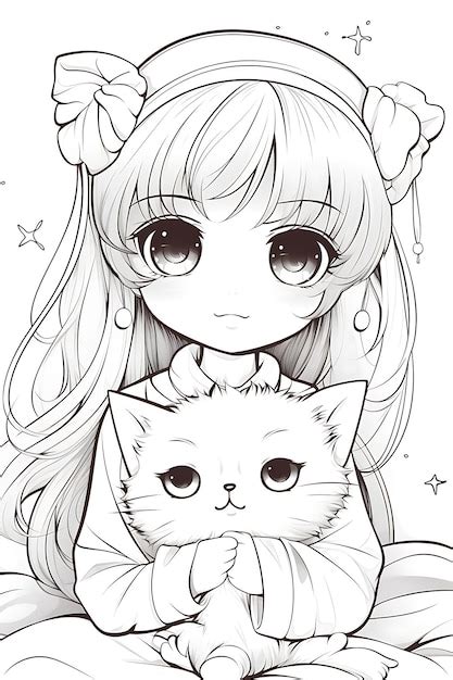 Coloriage Kawaii Vecteur Premium Généré à Base Dia