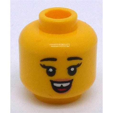 Lego Yellow Female Minifigure Head With Black Eyebrows Smile With