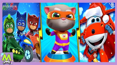 Talking Tom Hero Dash Vs Pj Masks Racing Heroes Vs Super Wings Jett Run