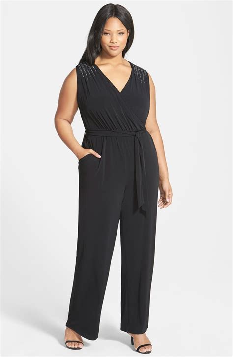 Calvin Klein Embellished Matte Jersey Jumpsuit Plus Size Nordstrom