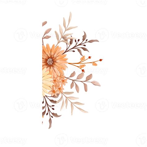 Orange Flower Arrangement With Watercolor Style Png