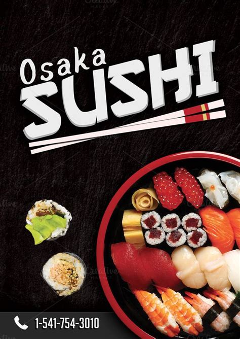 A4 A5 Sushi Flyer Template Sushi Food Menu Design Sushi