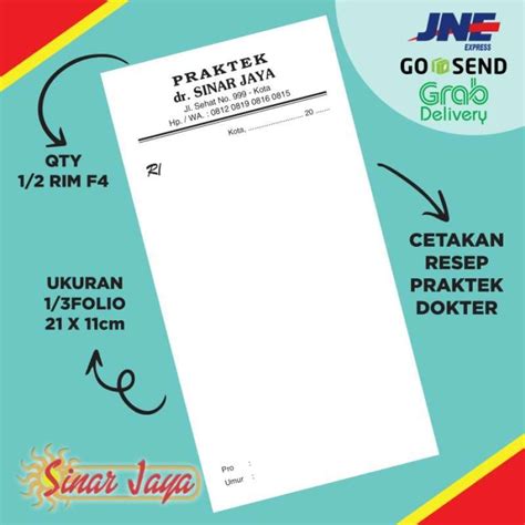Jual Cetak Buku Resep Dokter Resep Apotek Resep Klinik 1 Ply 12