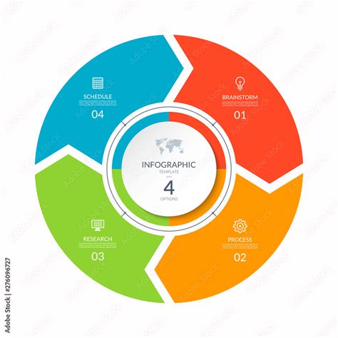 Infographic Process Chart Cycle Diagram With Stages Options Parts