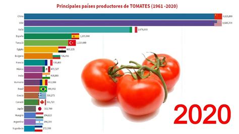 Los principales países productores de TOMATE en el MUNDO 1961 2020