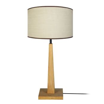 Lampe A Poser Bois Naturel Et Jaune GUSTTAVO I Maisons Du Monde