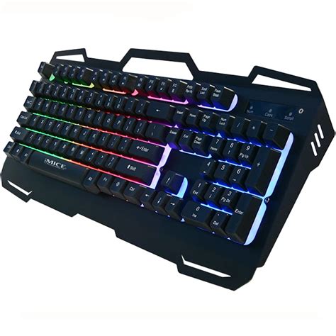 iMice Gaming Keyboard USB Wired Gamer Keyboards 104 Keys Metal Panel ...