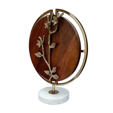 Aandb Home Orion Flower Blossom Statuary With Marble Base Browngold