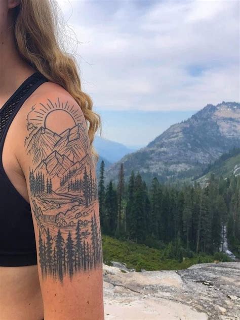 Mountain Landscape Tattoo Western Tattoos Cowgirl Tattoos Cowboy