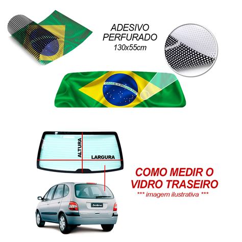 Adesivo Perfurado Bandeira Do Brasil Vidro Carro X Elo