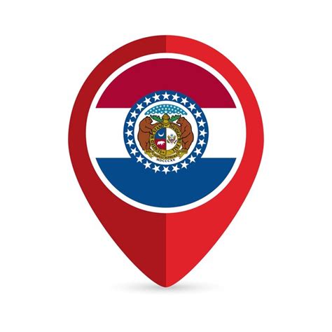 Premium Vector Map Pointer With Flag Missouri State Vector Illustration