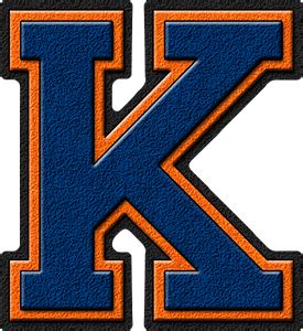 Presentation Alphabets Royal Blue Orange Varsity Letter K