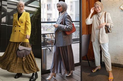 Ide Style Ootd Blazer Hijab Ala Selebgram Indah Nada Puspita Stylo