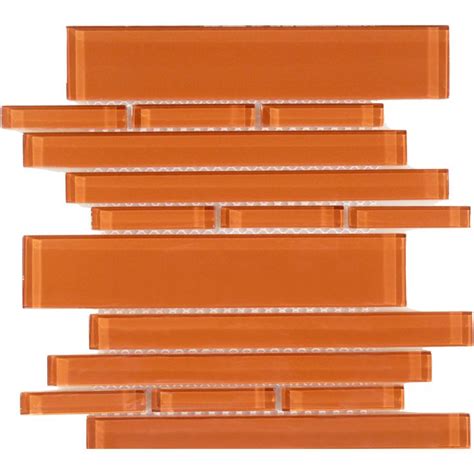 Dark Clementine Orange Random Bricks Glass Glossy Tile Clementine Oranges Tile Companies