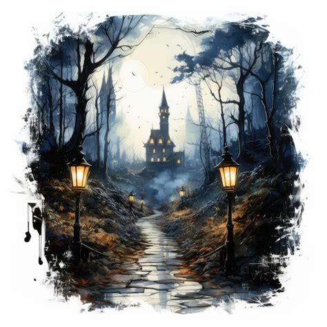 Premium Ai Image Hand Painted Watercolor Clipart Lanternlit Gothic