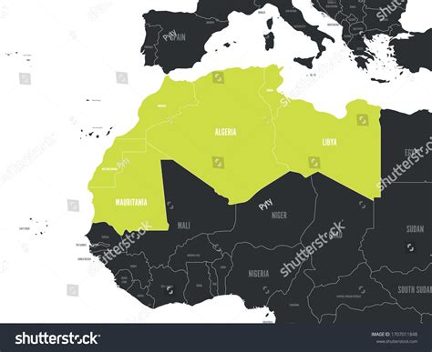 Map Maghreb Countries Northwest Africa States Stock Vector Royalty