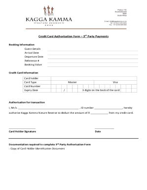 Fillable Online Credit Card Authorisation Form Rd Party Payments Fax