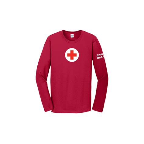 100% Cotton Classic Long Sleeve T-Shirt with American Red Cross Logo ...