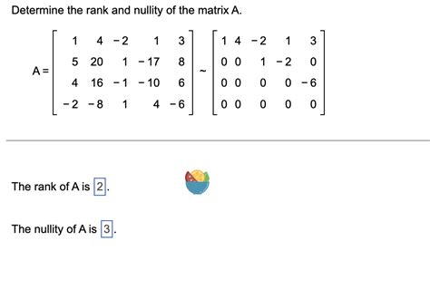 Solved Determine The Rank And Nullity Of The Matrix A Chegg