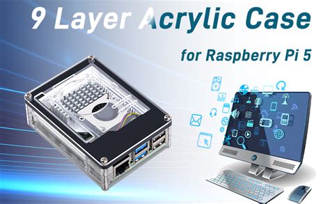 Geeekpi Layers Acrylic Case With Official Raspberry Pi Active