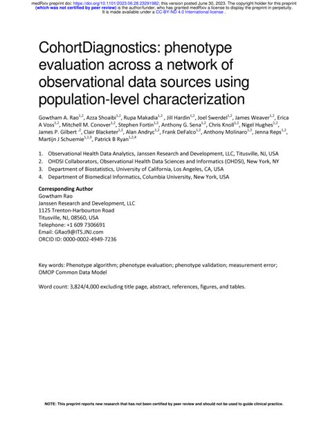 Pdf Cohortdiagnostics Phenotype Evaluation Across A Network Of Observational Data Sources