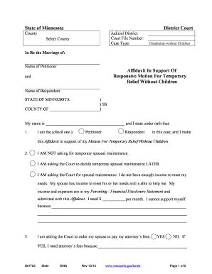 Fillable Online Courts Mn Judicial District Court File Number Case