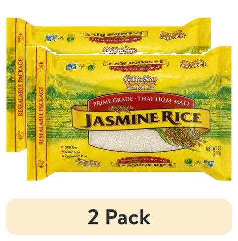 2 Pack Golden Star Thai Hom Mali Jasmine Rice 5 Lbs