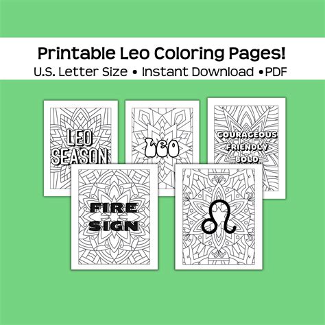 Printable Leo Zodiac Sign Coloring Pages July And August Birthday