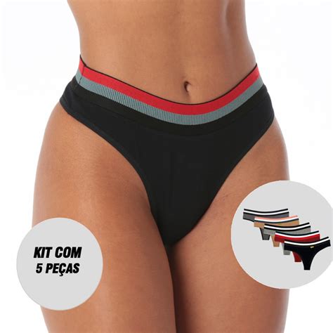 Kit Tangas Algodão Fio Listra Sexy Lingerie Shopee Brasil