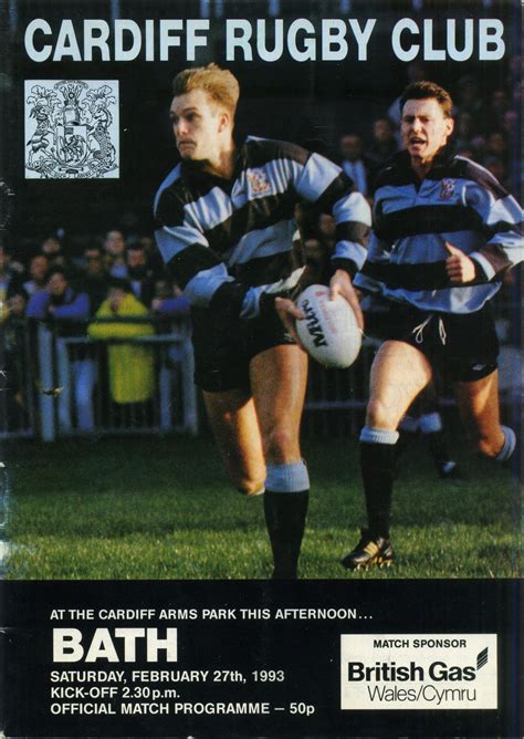 Programme Cardiff V Bath 1993 Cardiff Rugby Museum