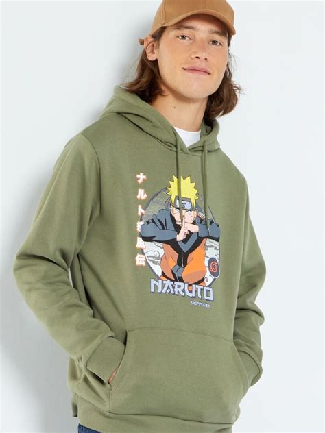 Sweat Capuche Naruto Vert Kaki Kiabi