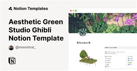 Aesthetic Green Studio Ghibli Notion Template Template Notion Marketplace