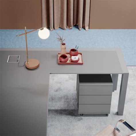 EXTRALIGHT | L-shaped office desk By PROF