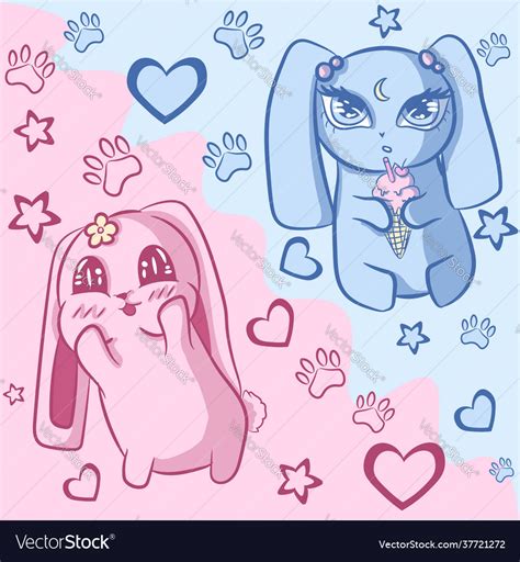 Art a pastel pink and blue bunny Royalty Free Vector Image