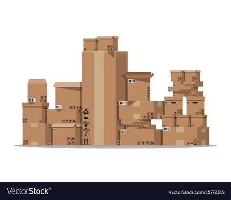 Pile Cardboard Boxes Set Royalty Free Vector Image