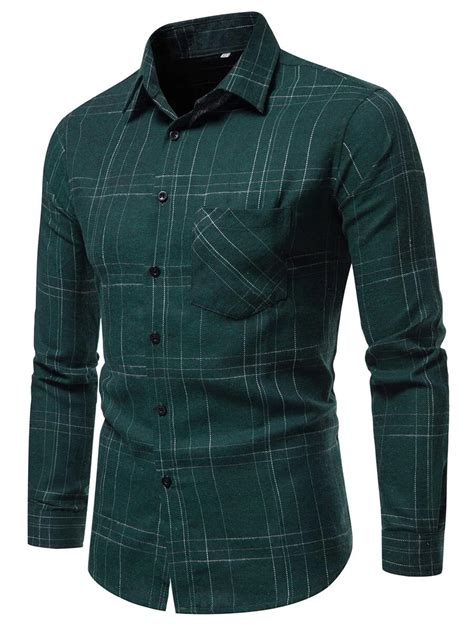 Manfinity Men Plaid Pocket Patched Shirt Shein Usa