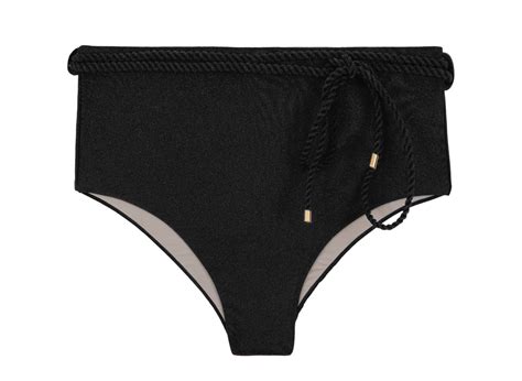 Bikini Bottoms Bottom Shimmer Black Belted High Waist