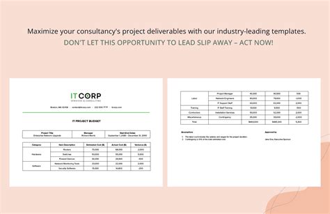 IT Project Budget Template in Word, PDF, Google Docs - Download ...