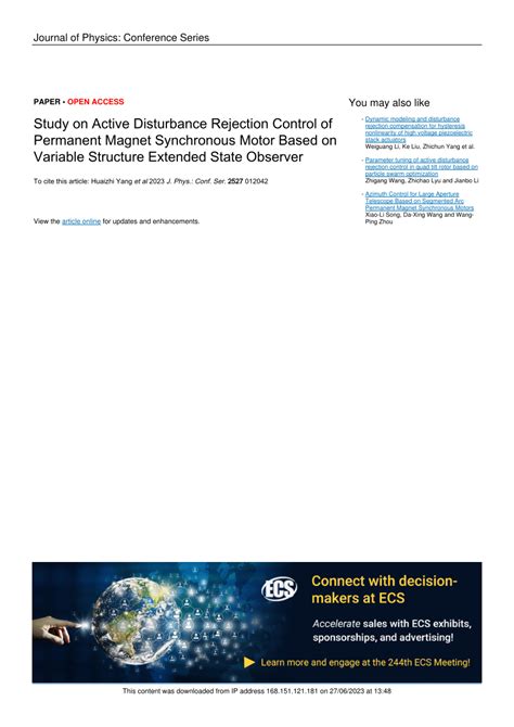 Pdf Study On Active Disturbance Rejection Control Of Permanent Magnet