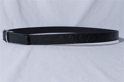 Coach Men's Embossed Logo Black Leather Belt 42 - Gem