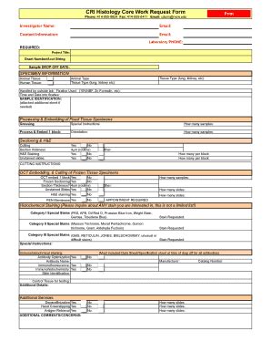 Fillable Online Chw Cri Histology Core Work Request Form Fax Email