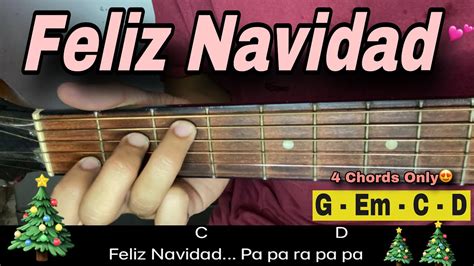 Feliz Navidad Easy Guitar Tutorial 4 Basic Chords Youtube