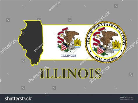 Illinois State Map Flag Seal Name Stock Vector Royalty Free 85391605