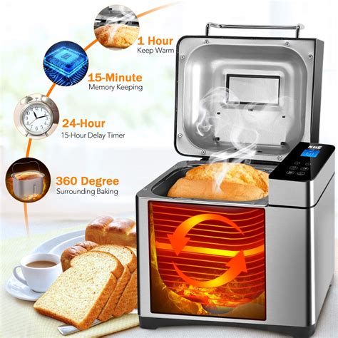 KBS Pro Stainless Steel Bread Machine 2LB 17 In 1 Programmable XL